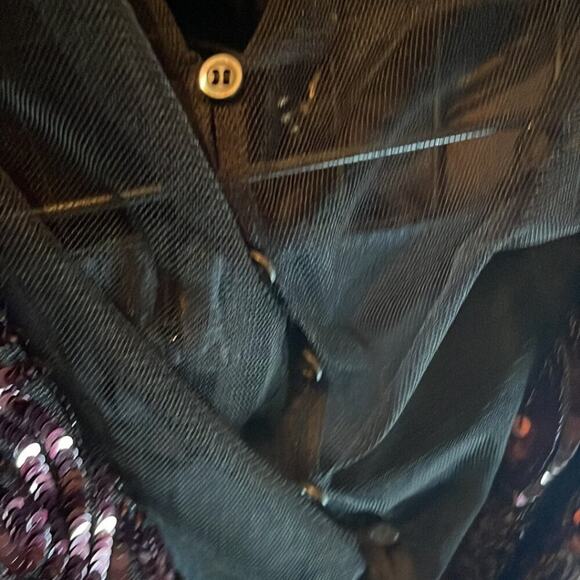 Dries Van Noten Carti black net mesh purple sequins layered top - Picture 10 of 12